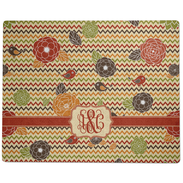 Chevron & Fall Flowers Dog Food Mat - Large without Bowls