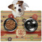 Chevron & Fall Flowers Dog Food Mat - Medium LIFESTYLE