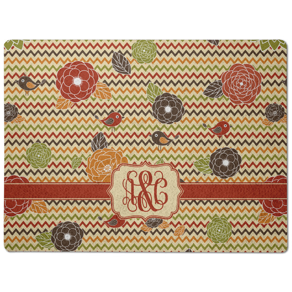 Chevron & Fall Flowers Dog Food Mat - Medium without bowls