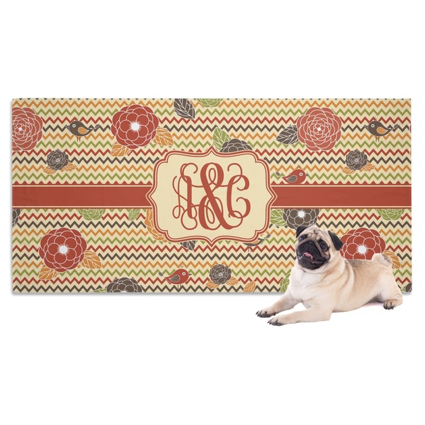 Custom Chevron & Fall Flowers Dog Towel (Personalized)
