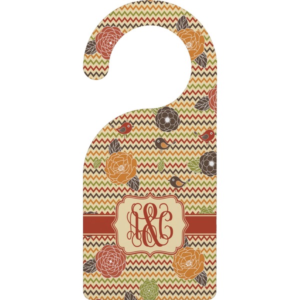 Custom Chevron & Fall Flowers Door Hanger (Personalized)
