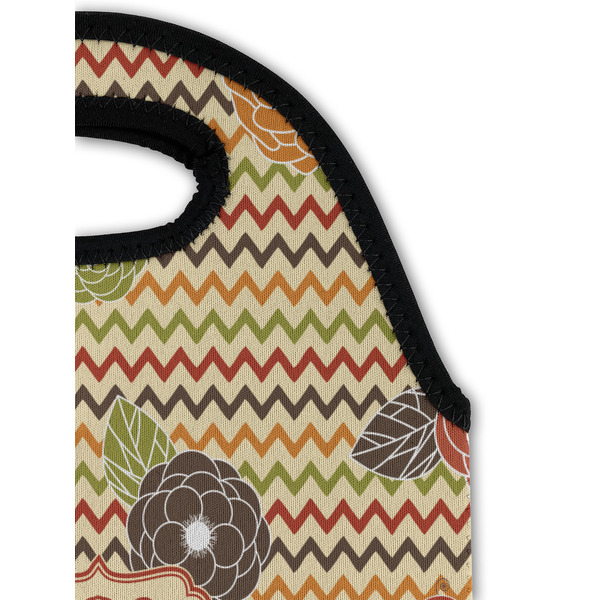 Chevron & Fall Flowers Double Wine Tote - Detail 1 (new)