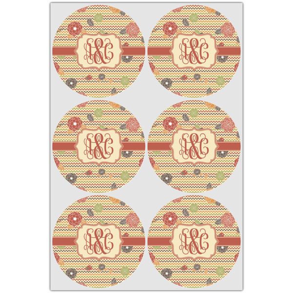 Chevron & Fall Flowers Drink Topper - Large - Set of 6