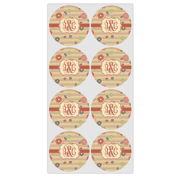 Chevron & Fall Flowers Drink Topper - Medium - Set of 12