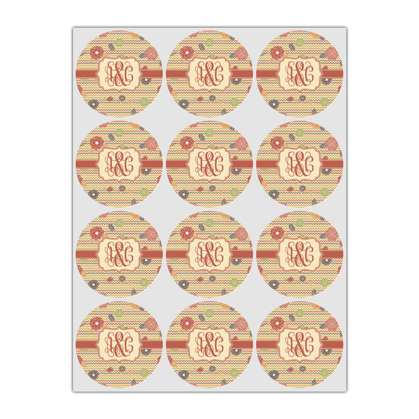 Chevron & Fall Flowers Drink Topper - Small - Set of 12