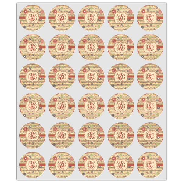 Chevron & Fall Flowers Drink Topper - XSmall - Set of 30