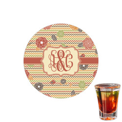 Chevron & Fall Flowers Printed Drink Topper - 1.5" (Personalized)