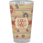 Chevron & Fall Flowers Pint Glass - Full Color (Personalized)