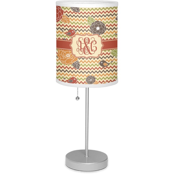 Custom Chevron & Fall Flowers 7" Drum Lamp with Shade Polyester (Personalized)