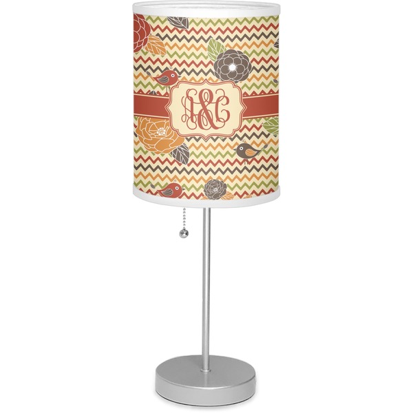 Custom Chevron & Fall Flowers Lamp with Drum Shade (Personalized)