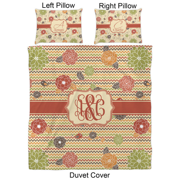 Chevron & Fall Flowers Duvet Cover Set - Queen - Approval