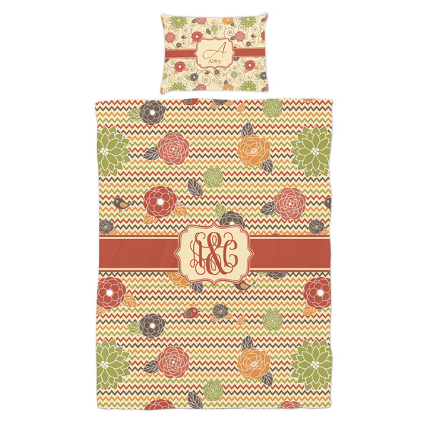 Chevron & Fall Flowers Duvet Cover Set - Twin - Alt Approval