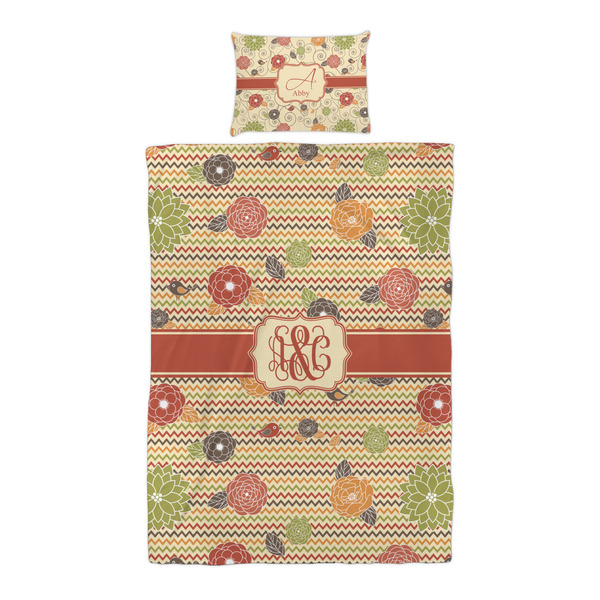 Chevron & Fall Flowers Duvet Cover Set - Twin XL - Alt Approval