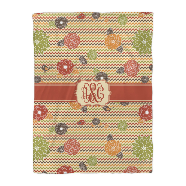 Chevron & Fall Flowers Duvet Cover - Twin XL - Front