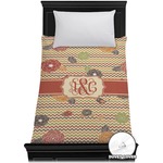 Chevron & Fall Flowers Duvet Cover - Twin (Personalized)