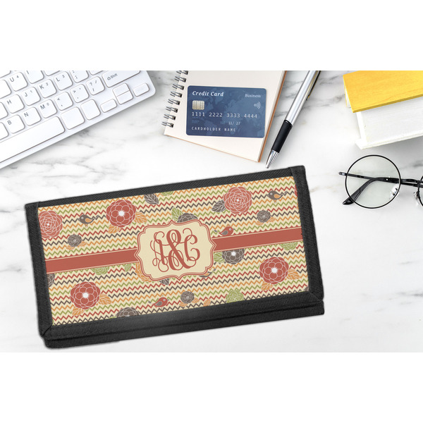 Chevron & Fall Flowers DyeTrans Checkbook Cover - LIFESTYLE