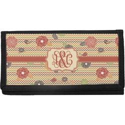 Chevron & Fall Flowers Canvas Checkbook Cover (Personalized)