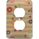 Chevron & Fall Flowers Electric Outlet Plate