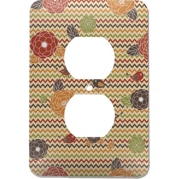 Custom Chevron & Fall Flowers Electric Outlet Plate