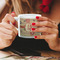 Chevron & Fall Flowers Espresso Cup - 6oz (Double Shot) LIFESTYLE (Woman hands cropped)