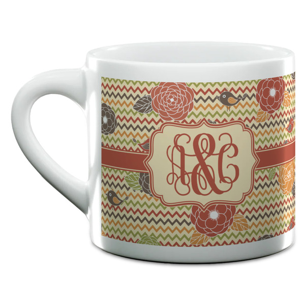 Chevron & Fall Flowers Espresso Cup - 6oz (Double Shot) (MAIN)