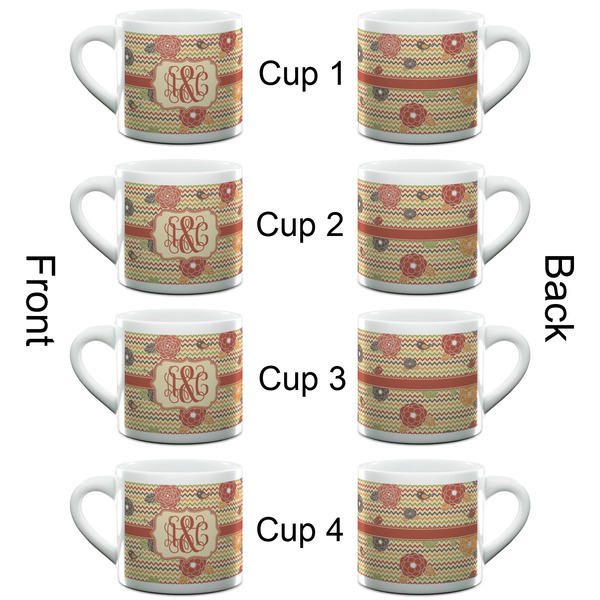 Chevron & Fall Flowers Espresso Cup - 6oz (Double Shot Set of 4) APPROVAL