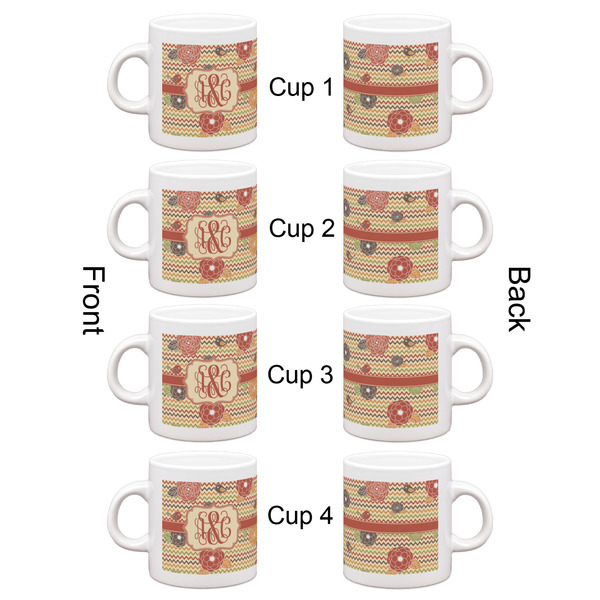 Chevron & Fall Flowers Espresso Cup Set of 4 - Apvl