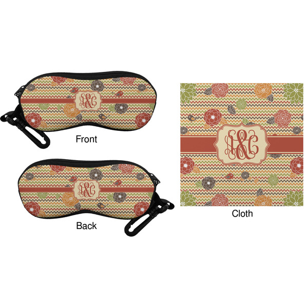 Chevron & Fall Flowers Eyeglass Case & Cloth (Approval)