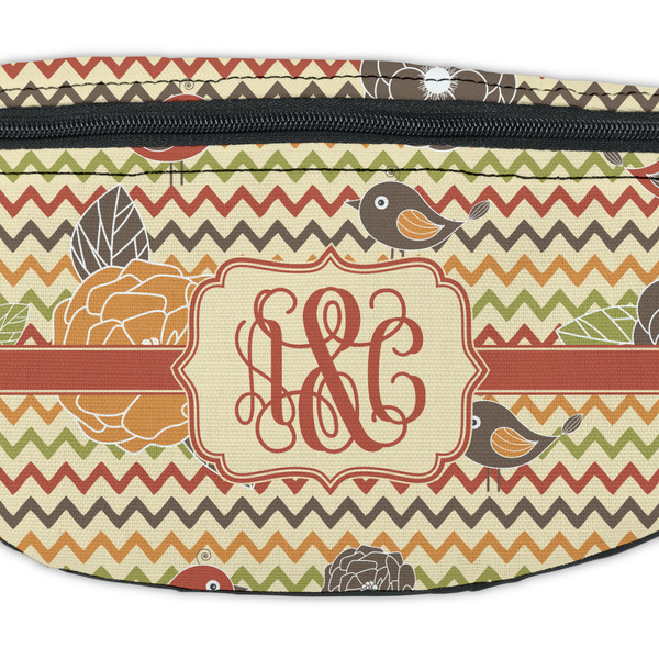 Chevron & Fall Flowers Fanny Pack - Closeup