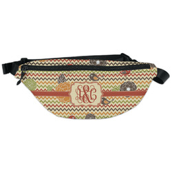 Chevron & Fall Flowers Fanny Pack - Classic Style (Personalized)