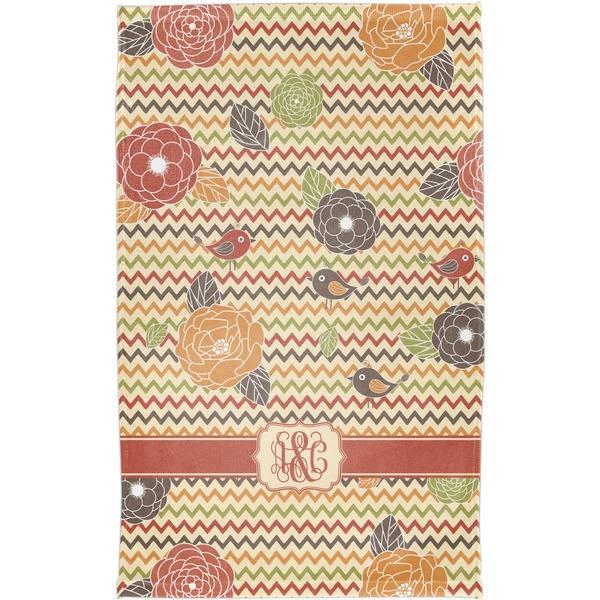 Chevron & Fall Flowers Finger Tip Towel - Full View