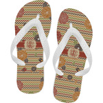 Chevron & Fall Flowers Flip Flops (Personalized)