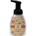 Chevron & Fall Flowers Foam Soap Bottle - Black (Personalized)
