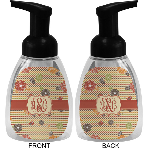 Chevron & Fall Flowers Foam Soap Bottle (Front & Back)