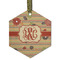 Chevron & Fall Flowers Frosted Glass Ornament - Hexagon