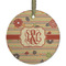 Chevron & Fall Flowers Frosted Glass Ornament - Round