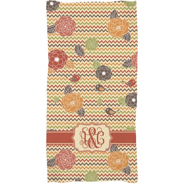 Chevron & Fall Flowers Full Sized Bath Towel - Apvl