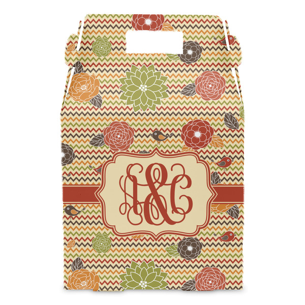 Chevron & Fall Flowers Gable Favor Box - Front
