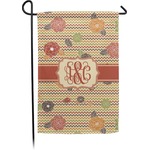 Chevron & Fall Flowers Small Garden Flag - Double Sided w/ Couple's Names