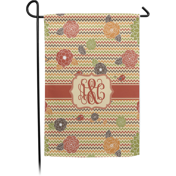 Custom Chevron & Fall Flowers Garden Flag (Personalized)