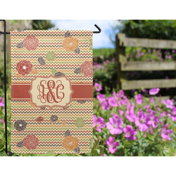 Chevron & Fall Flowers Garden Flag - Outside In Flowers