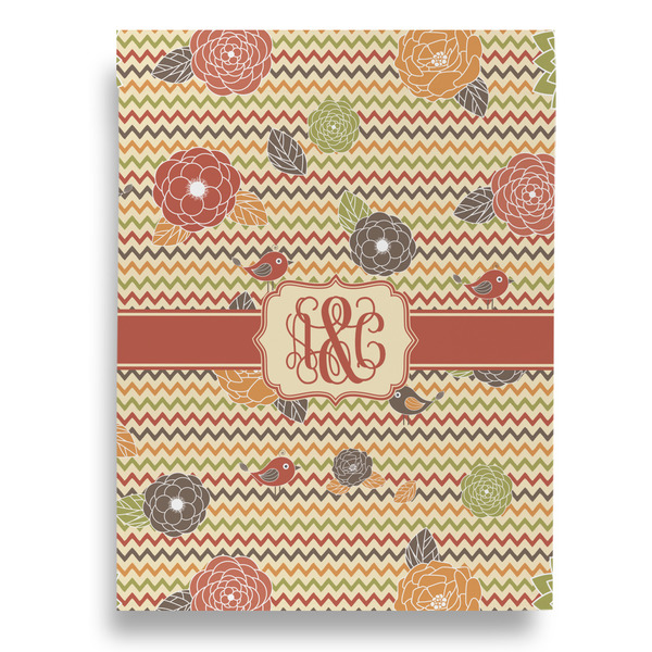 Chevron & Fall Flowers Garden Flags - Large - Double Sided - FRONT