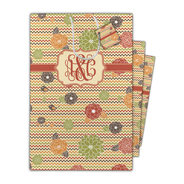 Chevron & Fall Flowers Gift Bags - Parent/Main