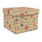 Chevron & Fall Flowers Gift Boxes with Lid - Canvas Wrapped - Large - Front/Main