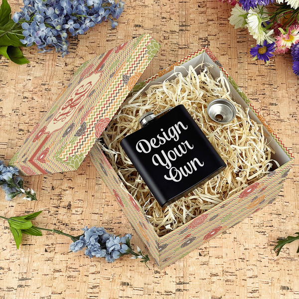 Chevron & Fall Flowers Gift Boxes with Lid - Canvas Wrapped - Large - In Context