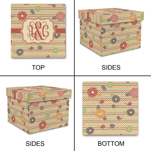 Chevron & Fall Flowers Gift Boxes with Lid - Canvas Wrapped - Small - Approval