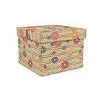 Chevron & Fall Flowers Gift Box with Lid - Canvas Wrapped - Small (Personalized)
