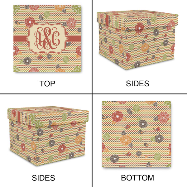Chevron & Fall Flowers Gift Boxes with Lid - Canvas Wrapped - XX-Large - Approval