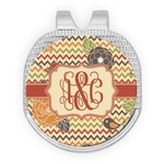 Chevron & Fall Flowers Golf Ball Marker - Hat Clip - Silver