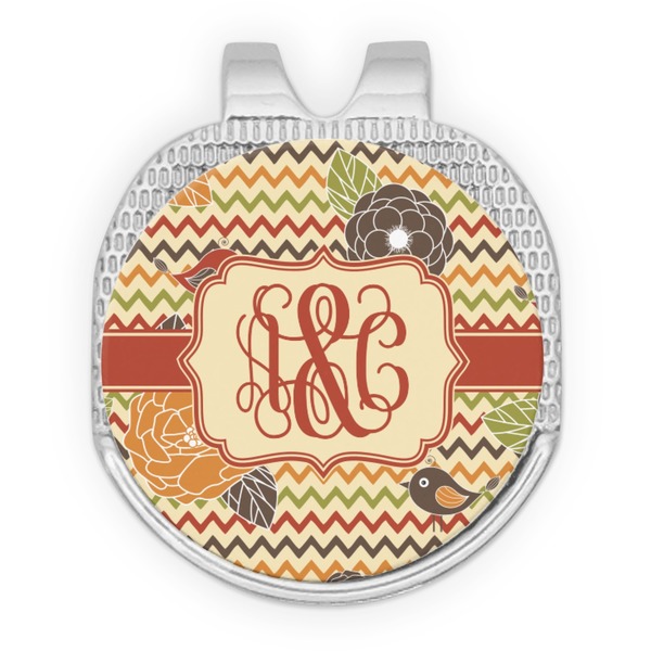 Chevron & Fall Flowers Golf Ball Hat Marker Hat Clip